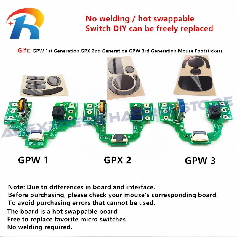 Mouse button Motherboard For Logitech GPW GPX Hot-swap Free Welding G ...