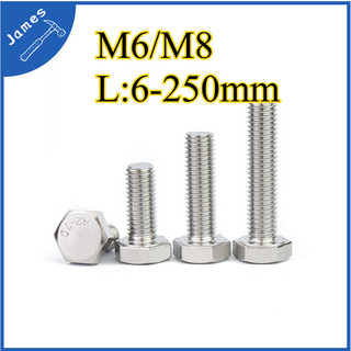 304 Stainless Steel High Tensile Hex Bolt Ordinary Local Bolt M6/M8 L:6 ...