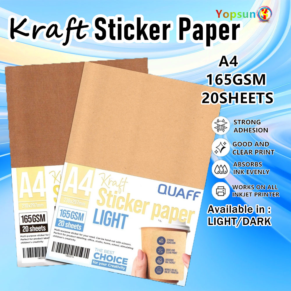 Quaff Light / Dark Kraft Label Sticker 20Sheets For Product Labelling ...