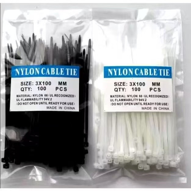 100Pcs/Pack Black and white Multipurpose Nylon Cable Tie Self Locking ...