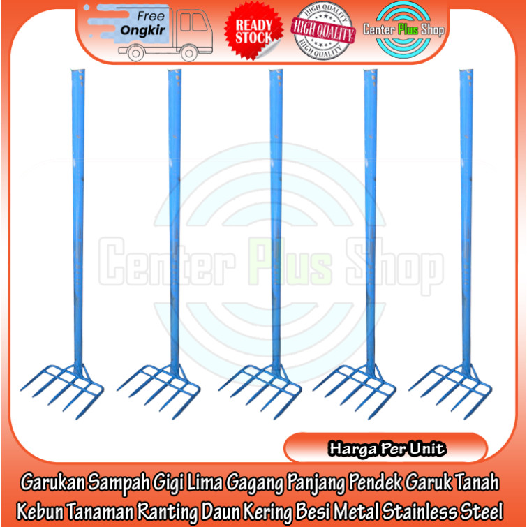 Long Handle Rake Five Teeth Short Rake Soil Garden Plant Branches Dried ...