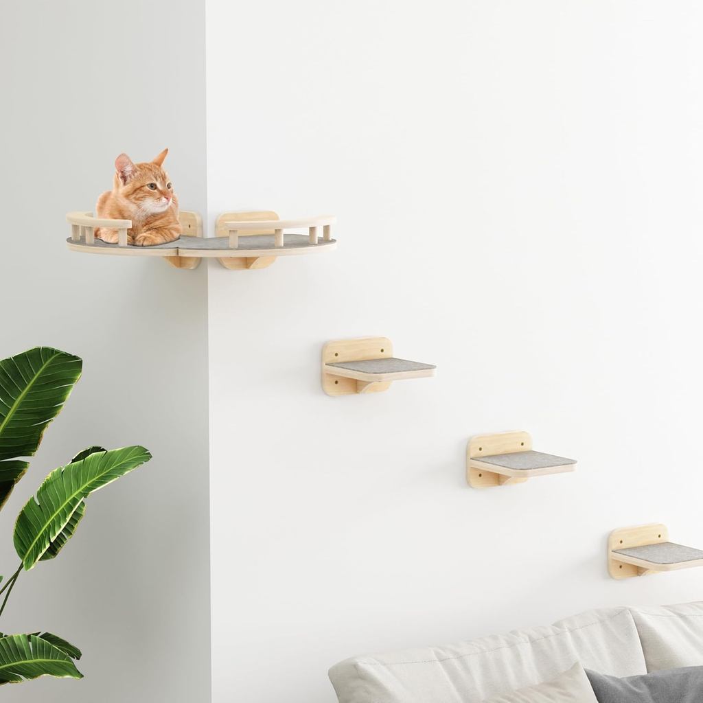 Image showcasing Megidok Modern Cat Wall Furniture, Cat Wall Shelves Fit Cat Up to 13Lbs ...
