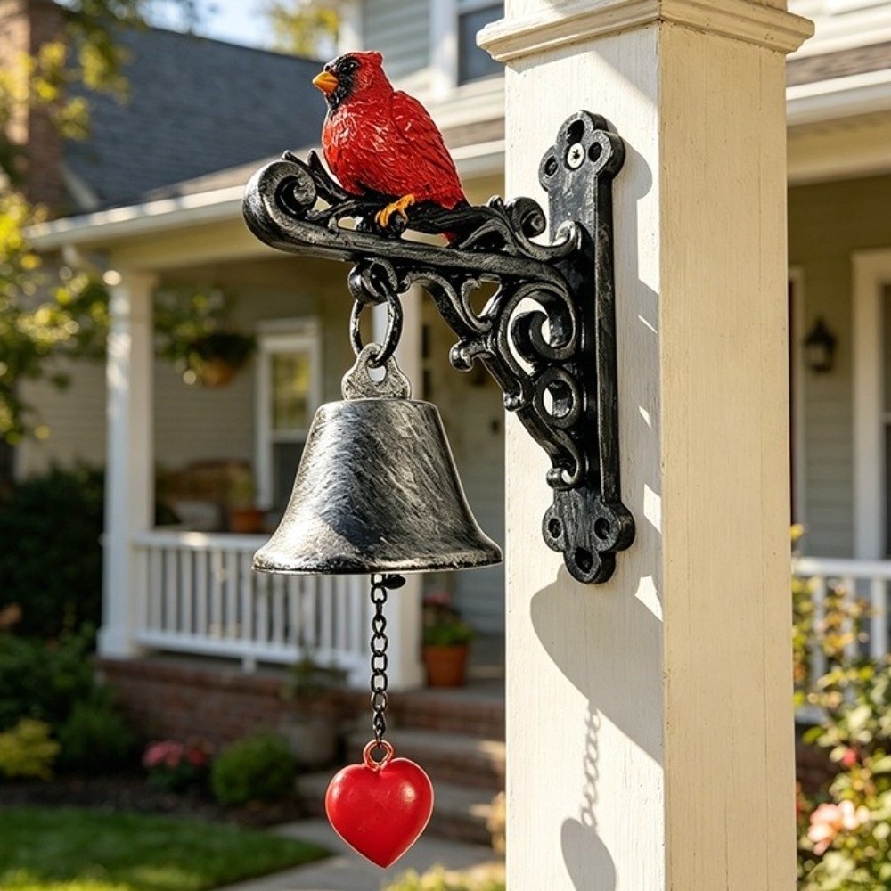 FASOX Red Bird Doorbell, Metal Resin Wall Mounted Doorbell, Vintage ...