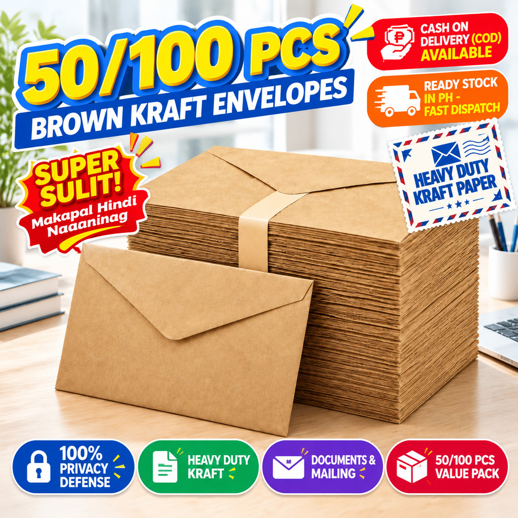 [COD] 50/100Pcs Kraft Brown Envelope Long Short File Organizer for ...
