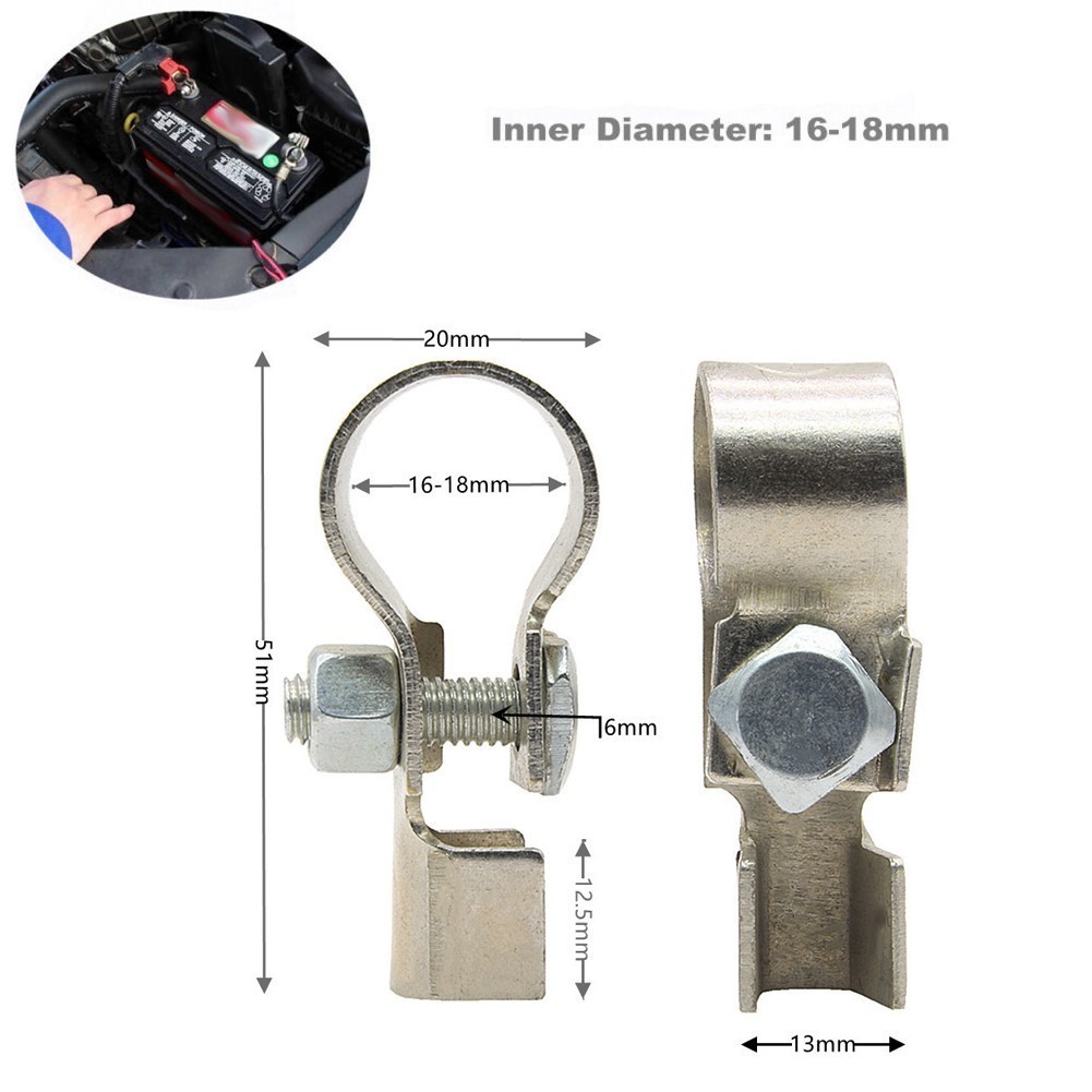 2XCar Buses Battery Cable Pure Copper Terminal Clamp Connector Negative ...
