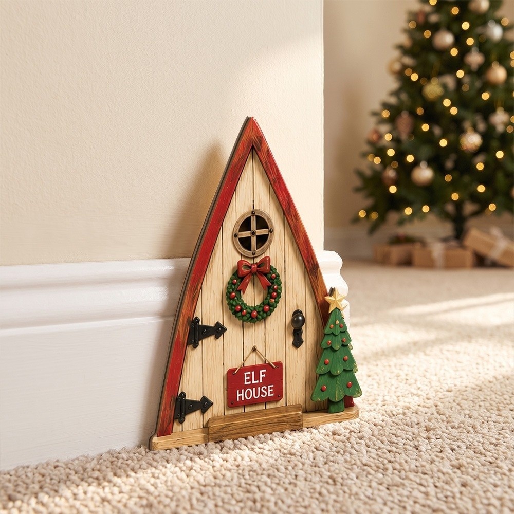 ELINORE Christmas Dwarf Elf Door, Wooden Mini Fairy Garden Gate ...