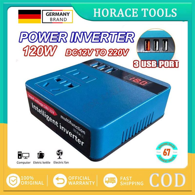Portable 120W Lithium Battery Inverter with 3 USB Ports Mini ...