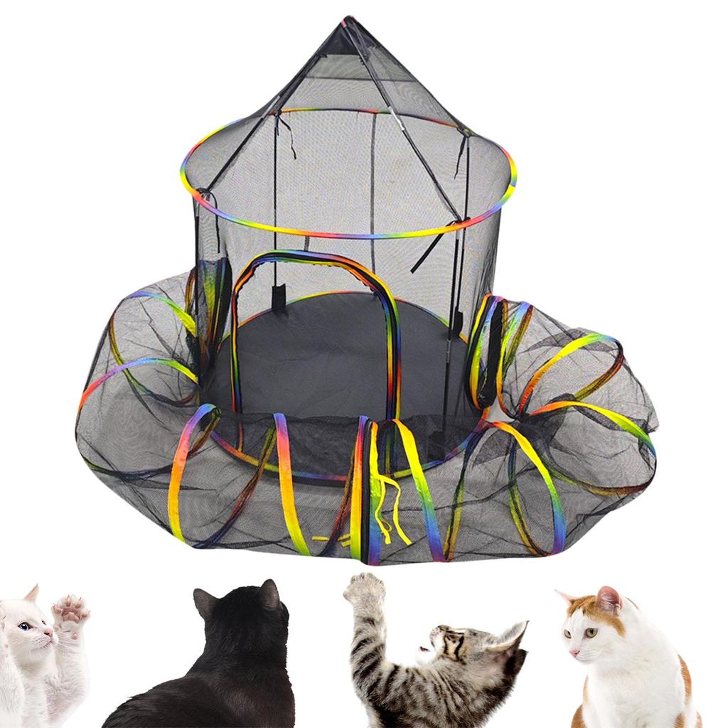 [trdfdv] Cat Tunnel and Tent Kitty Tunnel Scratching Resistant Net Cage ...