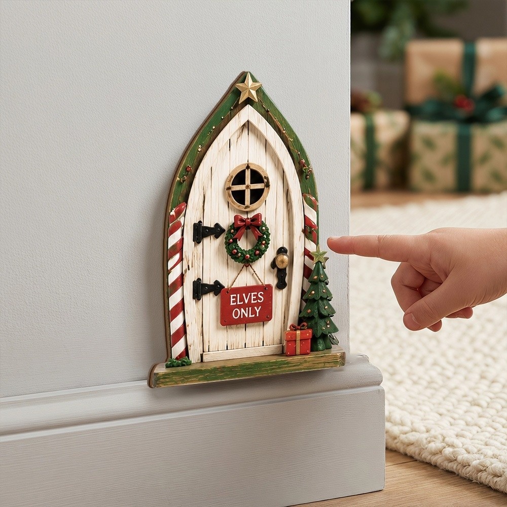 ELINORE Christmas Dwarf Elf Door, Wooden Mini Fairy Garden Gate ...