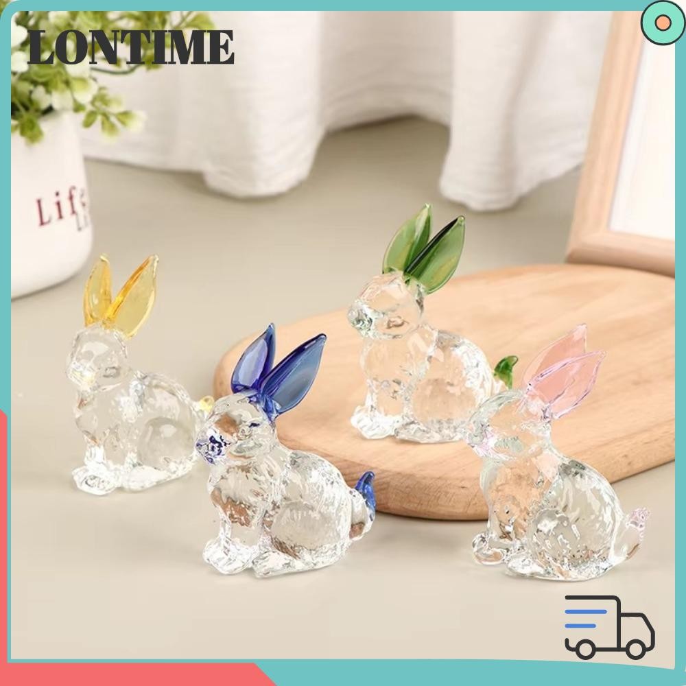 LONTIME STORE Rabbit Glass Figurines, Sculpture Figure Ornament ...