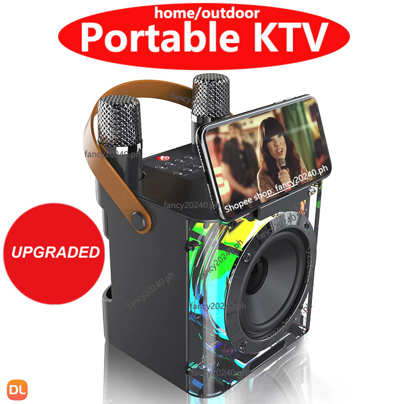 3d stereo portable wireless bluetooth mini karaoke speaker with 2 mic ...
