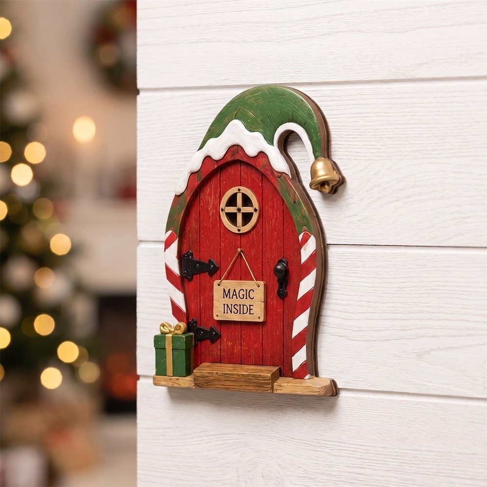 ELINORE Christmas Dwarf Elf Door, Wooden Mini Fairy Garden Gate ...