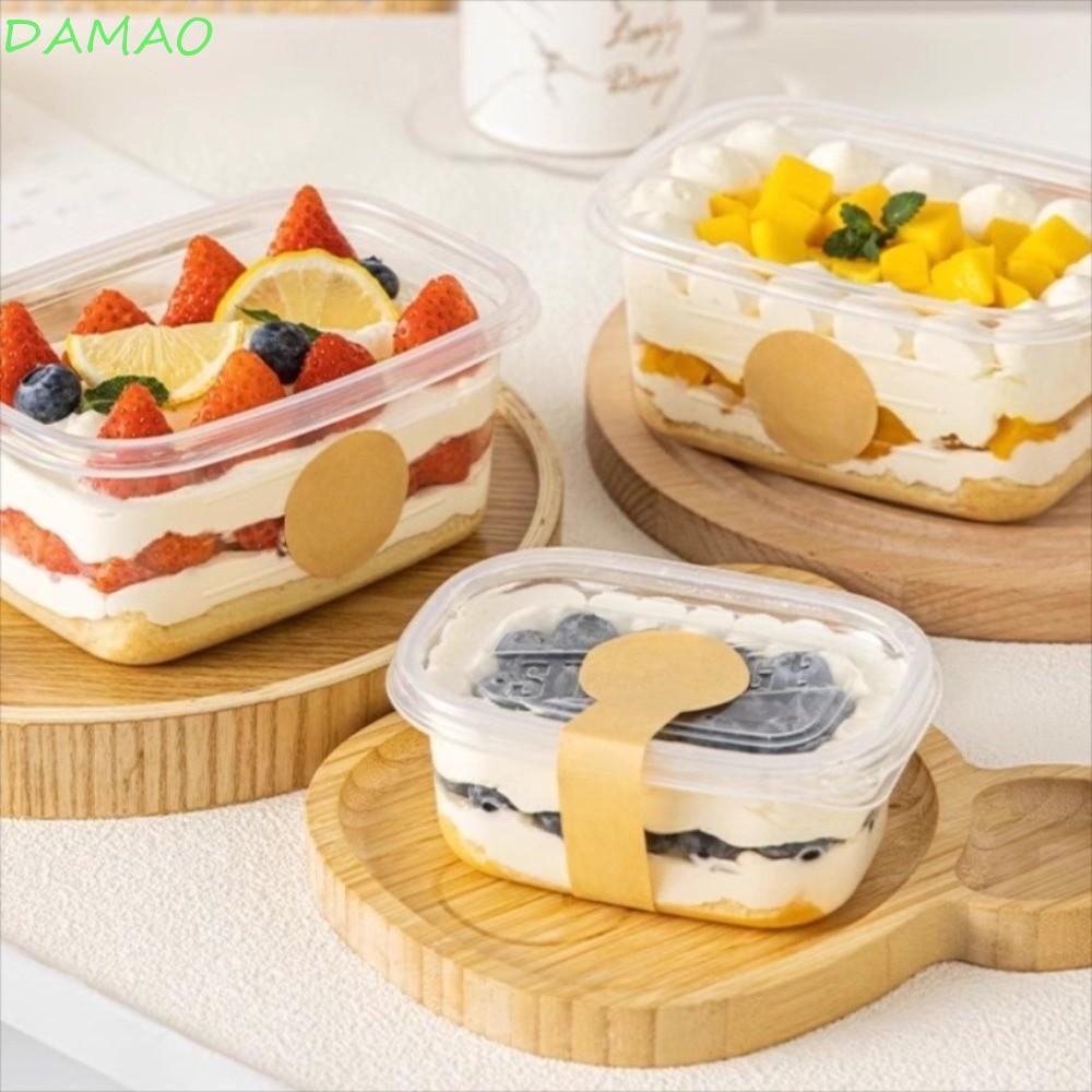 DAMAO 50pcs Dessert Container with Lid, Clear Oval Cake Packing Box ...