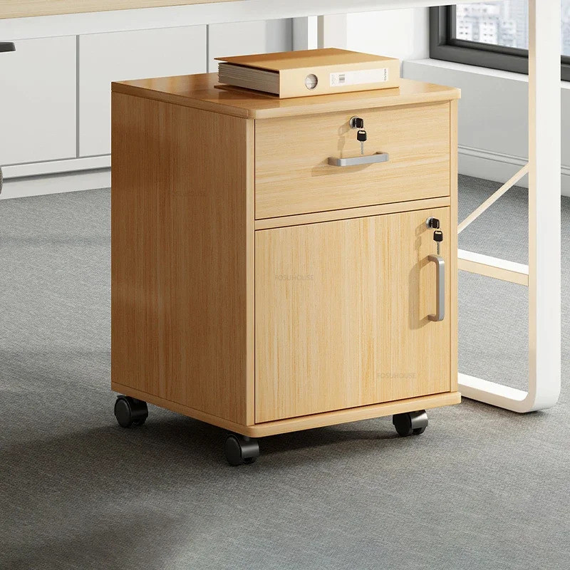 Modern Filing Cabinets Office Wooden Lockable Movable Locker Drawer ...
