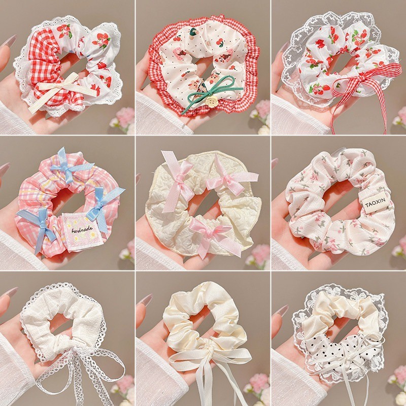 10-Piece Set Korean Large Intestine Hair Band Female Cute Floral Ball ...