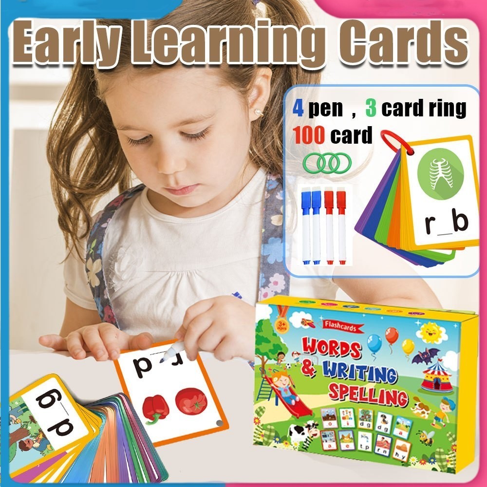 100 Early Learning Word Cards Alphabet Flash Cards Education Learning ...