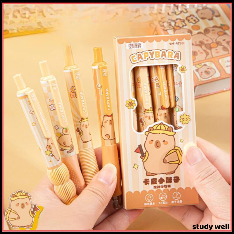 4 Pcs Cute Capybara Gel Pen Set 0.5mm Black Ink Quick Dry Writing Pens ...