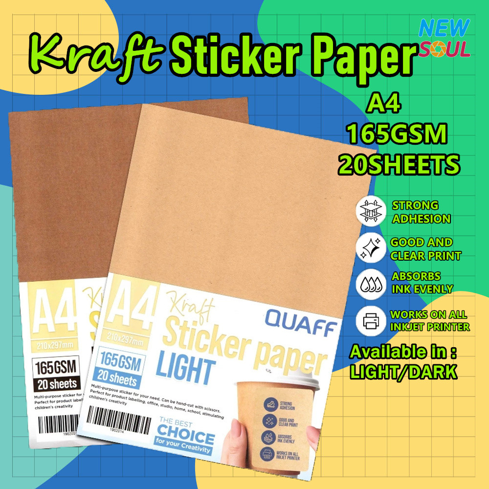 Quaff Light / Dark Kraft Label Sticker 20Sheets For Product Labelling ...