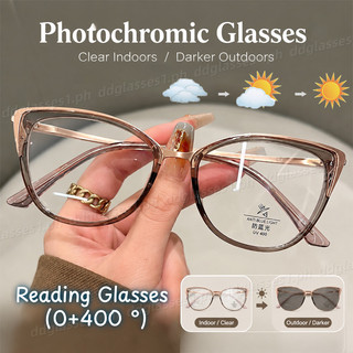 0~+400 Korean Fashion Photochromic Cat Eye Reading Glasses For Women ...