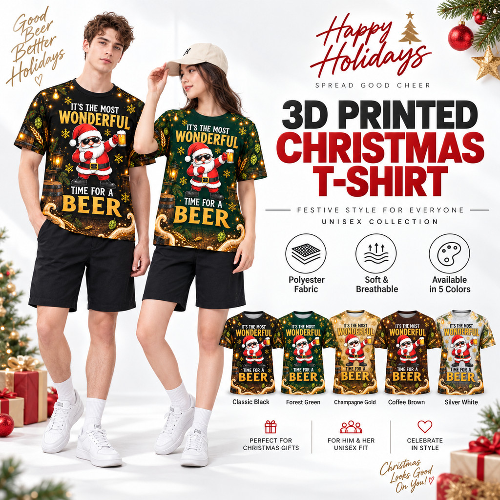 Christmas Santa T Shirt 3D Print Unisex Plus Size Holiday Party Graphic ...