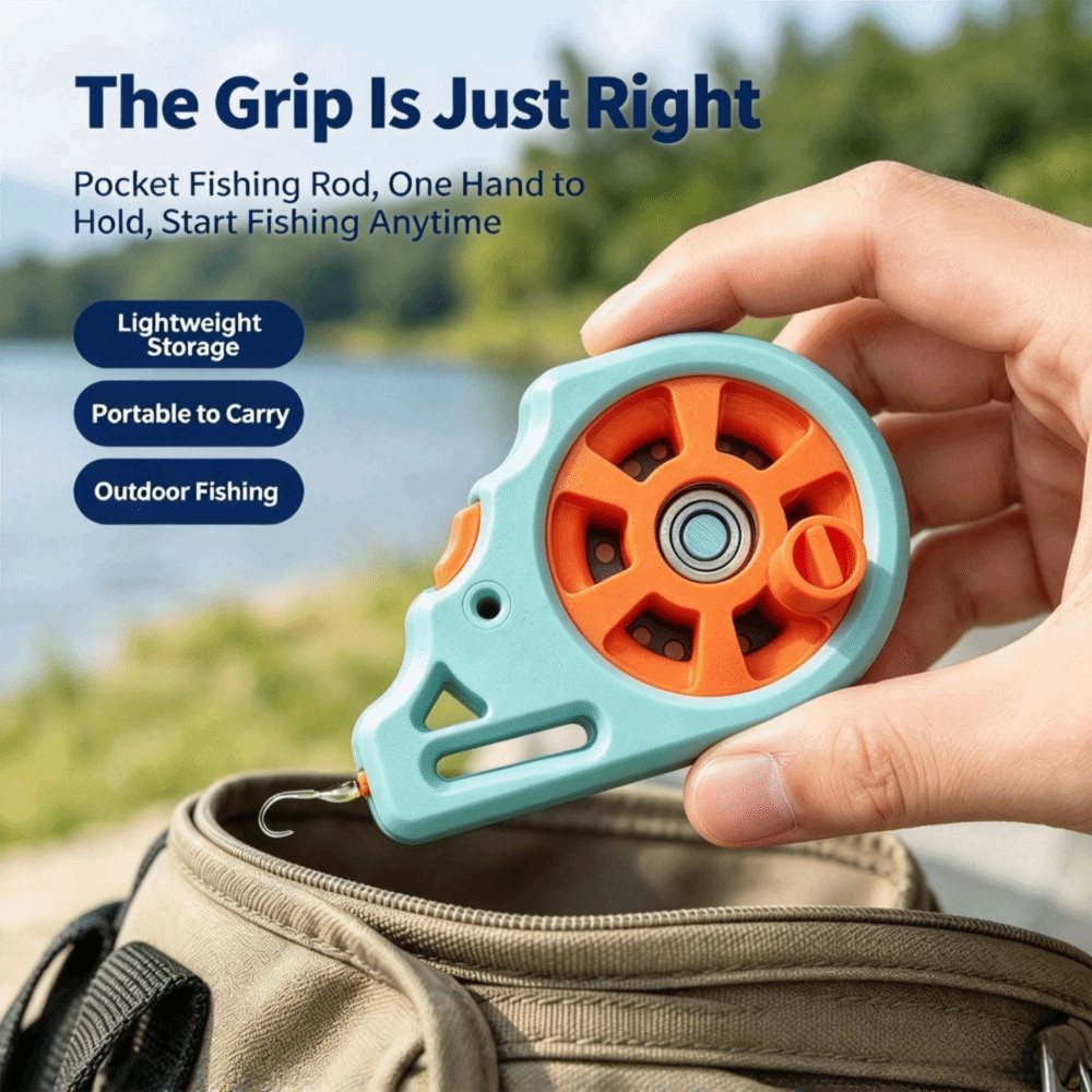 CLEVER Pocket Fishing Reel, Hand Line Reel Portable Mini Fishing Wheel ...