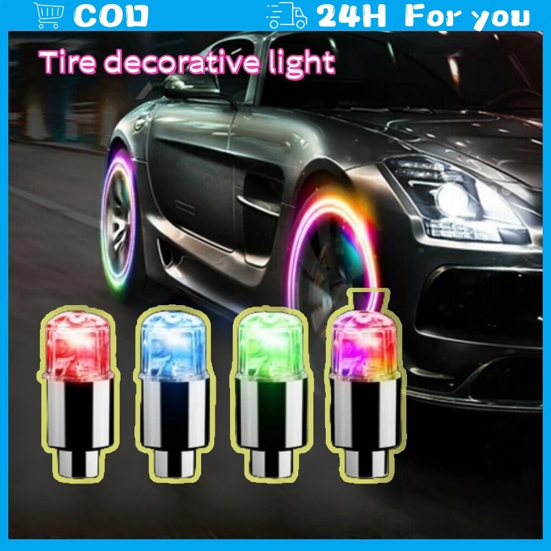 2Pcs Car Hub Ambient Light Bicycle LED Tire Lights Universal Neon Valve ...