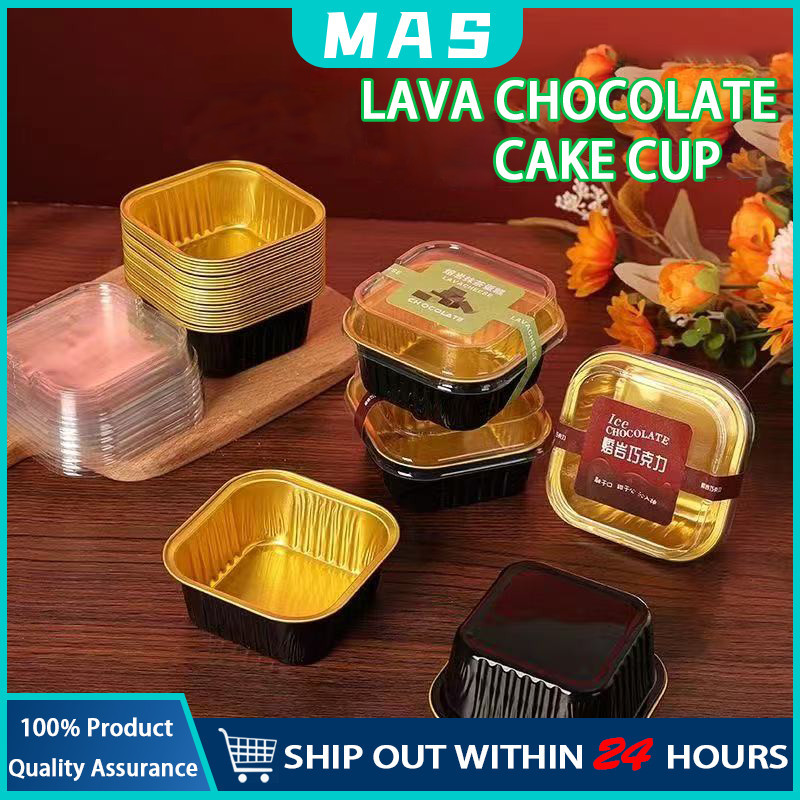 MAS 50Pcs Square Aluminum Foil Cup 150ML Dessert Baking Cups Lava Cake ...