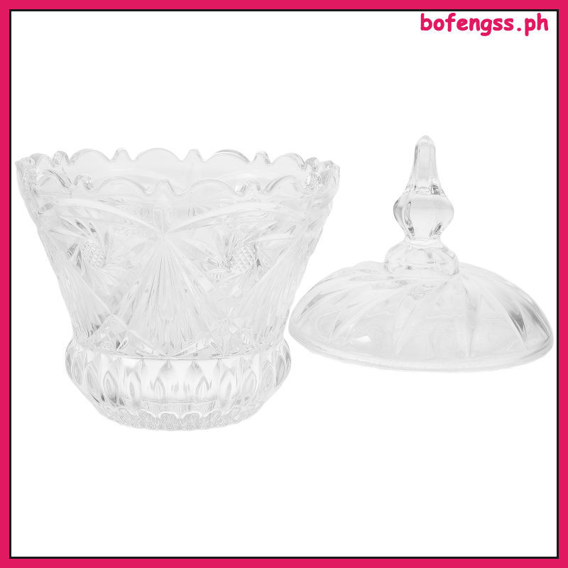 Clear Glass Candy Dish with Lid Glass Candy Bowl Decorative Jewelry Box ...