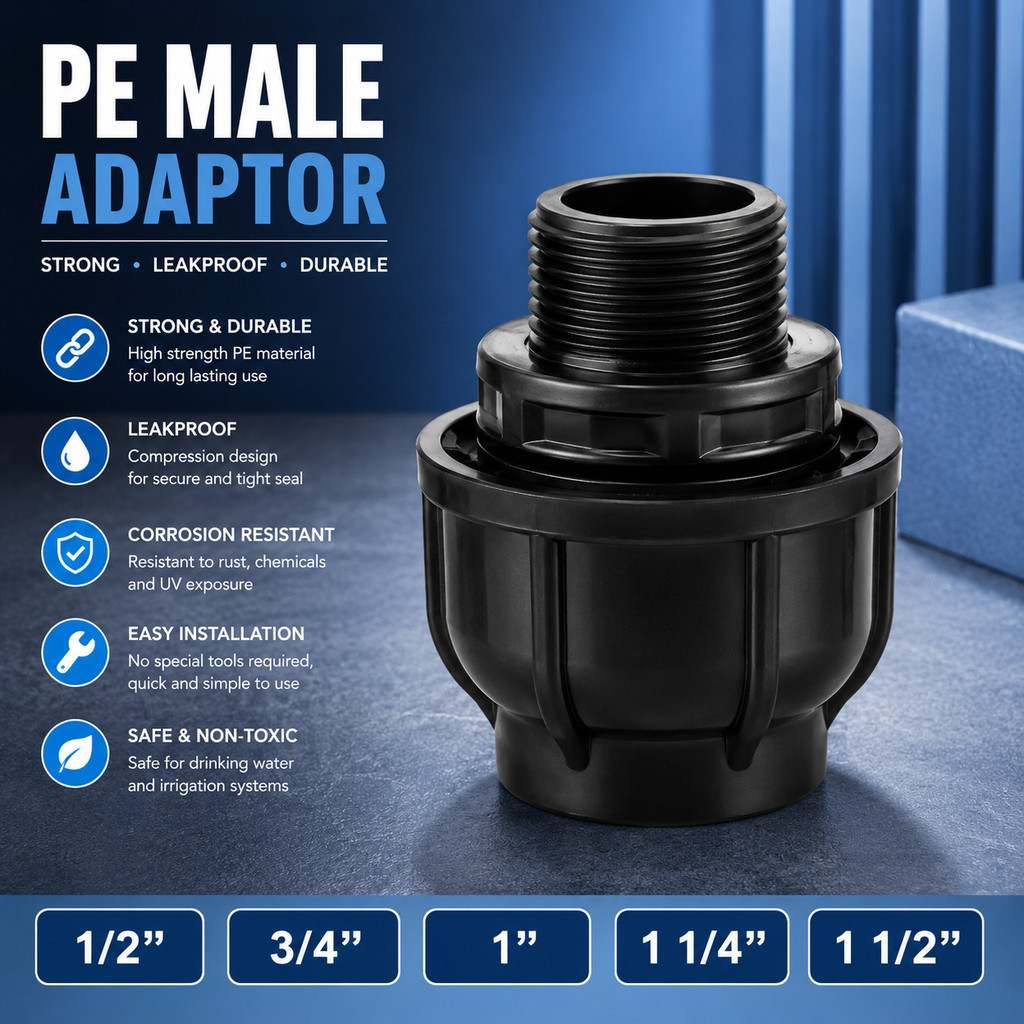 PE Male Adapter Water Pipe Male Thread Connector High Pressure Poly ...