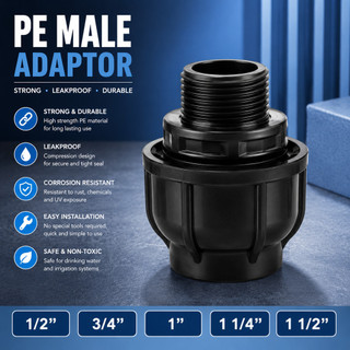 PE Male Adapter Water Pipe Male Thread Connector High Pressure Poly ...