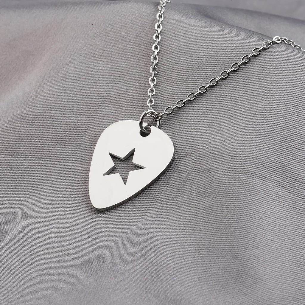 Punk Rock Style Guitar Pick Pendant Collarbone Chain for Men Women ...
