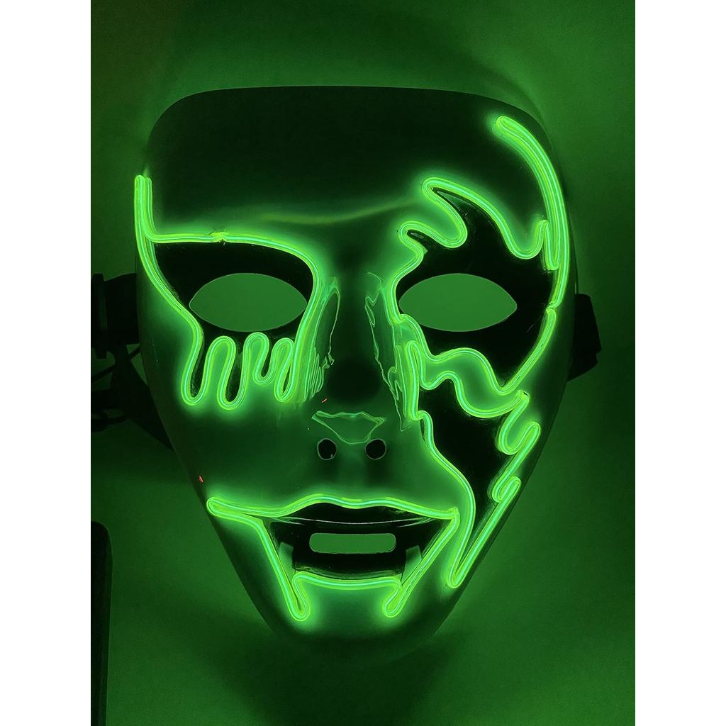 Halloween Light Up Mask Scary Demon Slayer LED Masquerade Cosplay Mask ...
