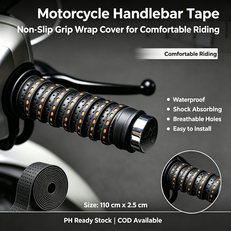 Non‑Slip Motorcycle Handle Bar Tape Breathable Grip Wrap Cover Shock ...
