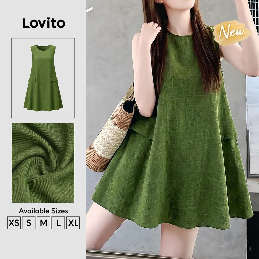 (New Arrival) Lovito Women Casual Korean Fake Pocket Classic and ...