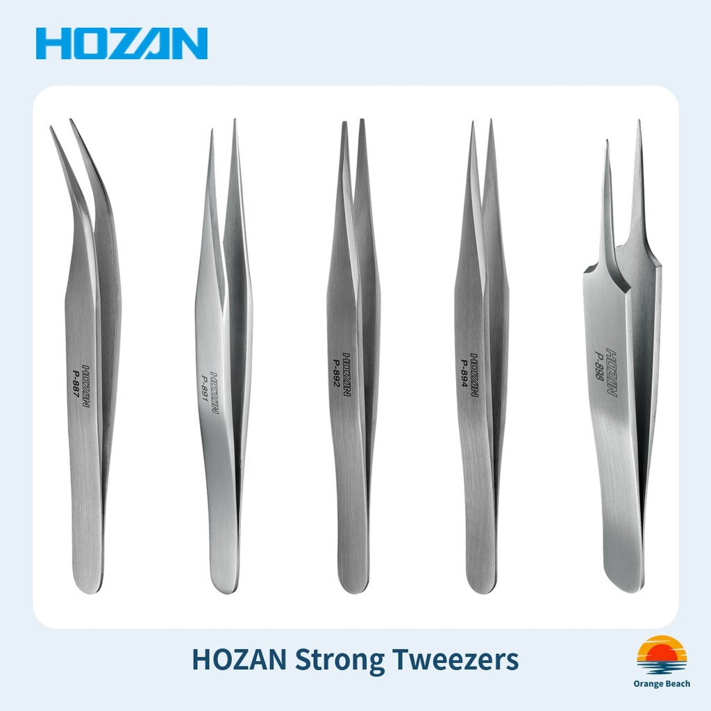 HOZAN Strong Tweezers P-887/P-891/P-892/P-894/P-898/Stainless Steel ...