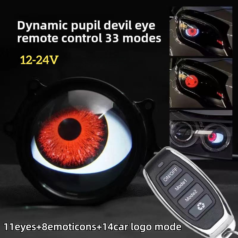 3D Dynamic Devil Eyes Lens Lights 3 Inch 12V-36V Remote Control LED ...