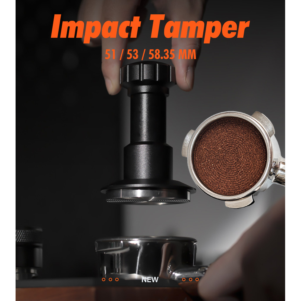 NOONOPH Coffee Impact Tamper, Ripple Base Stainless Steel Spring Loaded ...