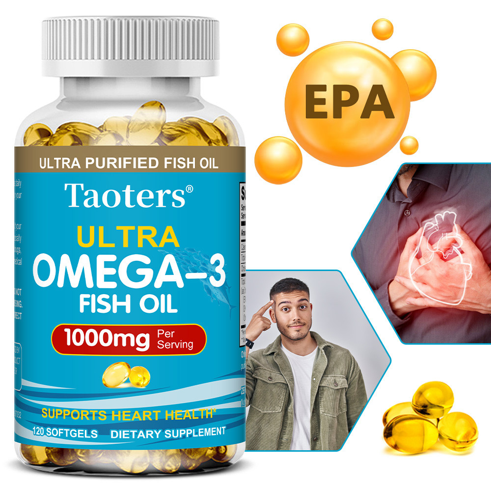 Taoters Fish Oil Omega 3 Softgels, 1000 Mg Omega 3 EPA + DHA, Ultra ...