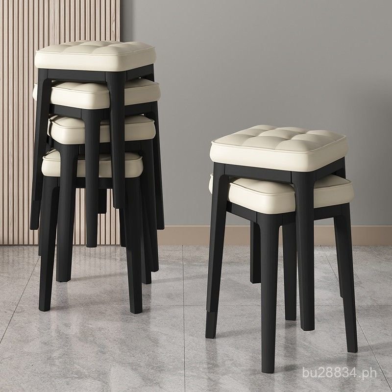 Plastic Dressing Bedroom Square Stool Chair Thickened Stackable Soft ...