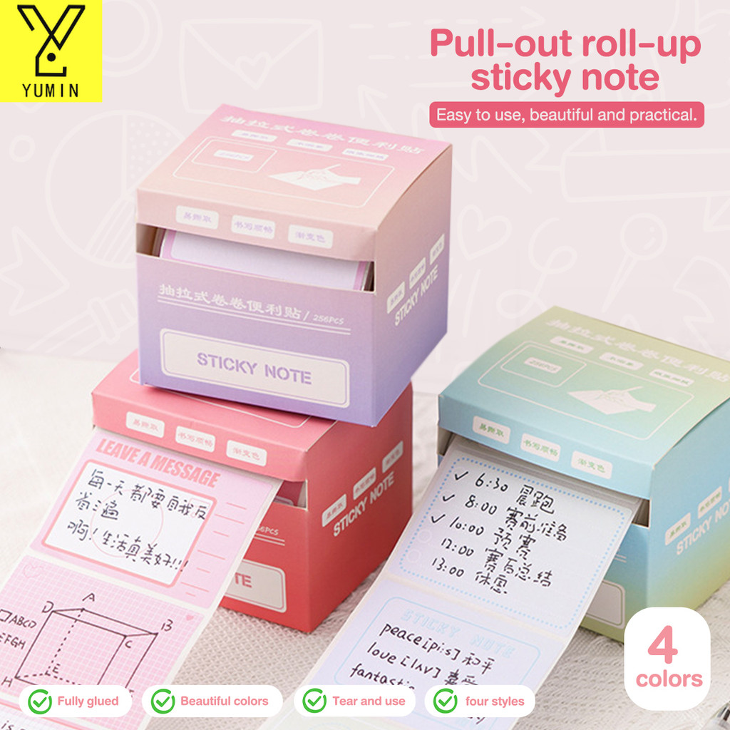 256sheets Pull-out Sticky Notes Index Label Stickers Gradient Color ...