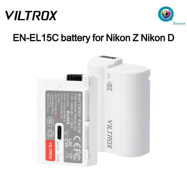 Viltrox EN-EL15C Battery 2400mAh Built-in Type-C Input for Nikon D500 ...