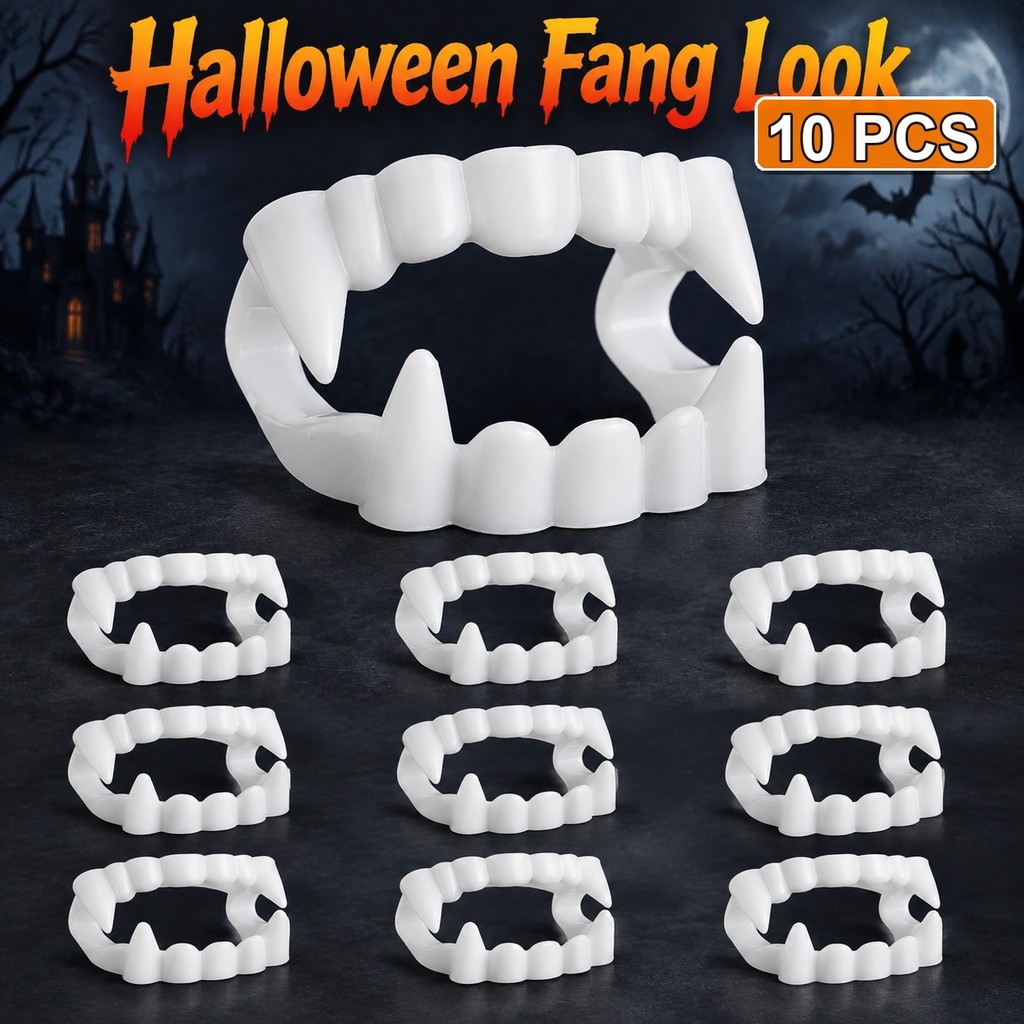10PCS White Halloween Vampire Fangs Fake Teeth Mouth Prop for Party ...