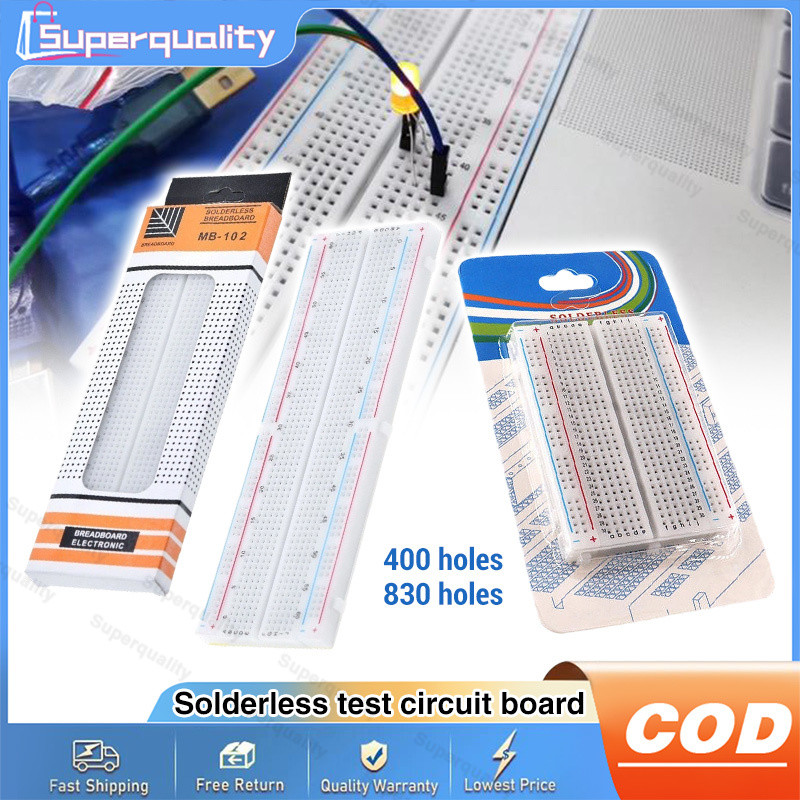 Mb-102 Breadboard 830 Tie-Point Solderless For Arduino Raspberry Pi ...