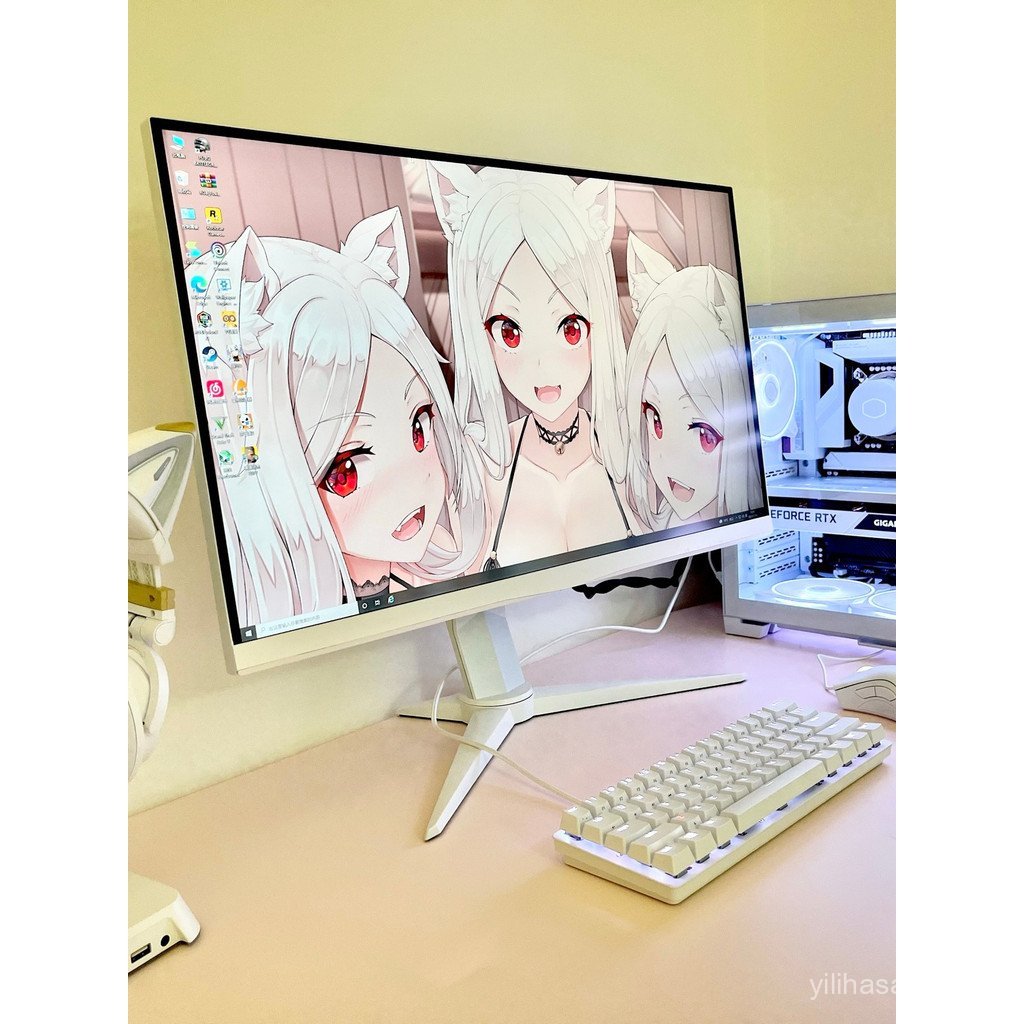 AOC White IPS Curved Gaming Monitor2K Pink screen computer27/32Inch ...