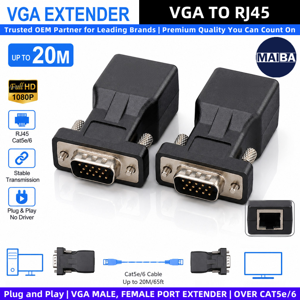VGA Extender Over Ethernet Cat5e/6 cable VGA to Rj45 Adapter 1080P HD ...