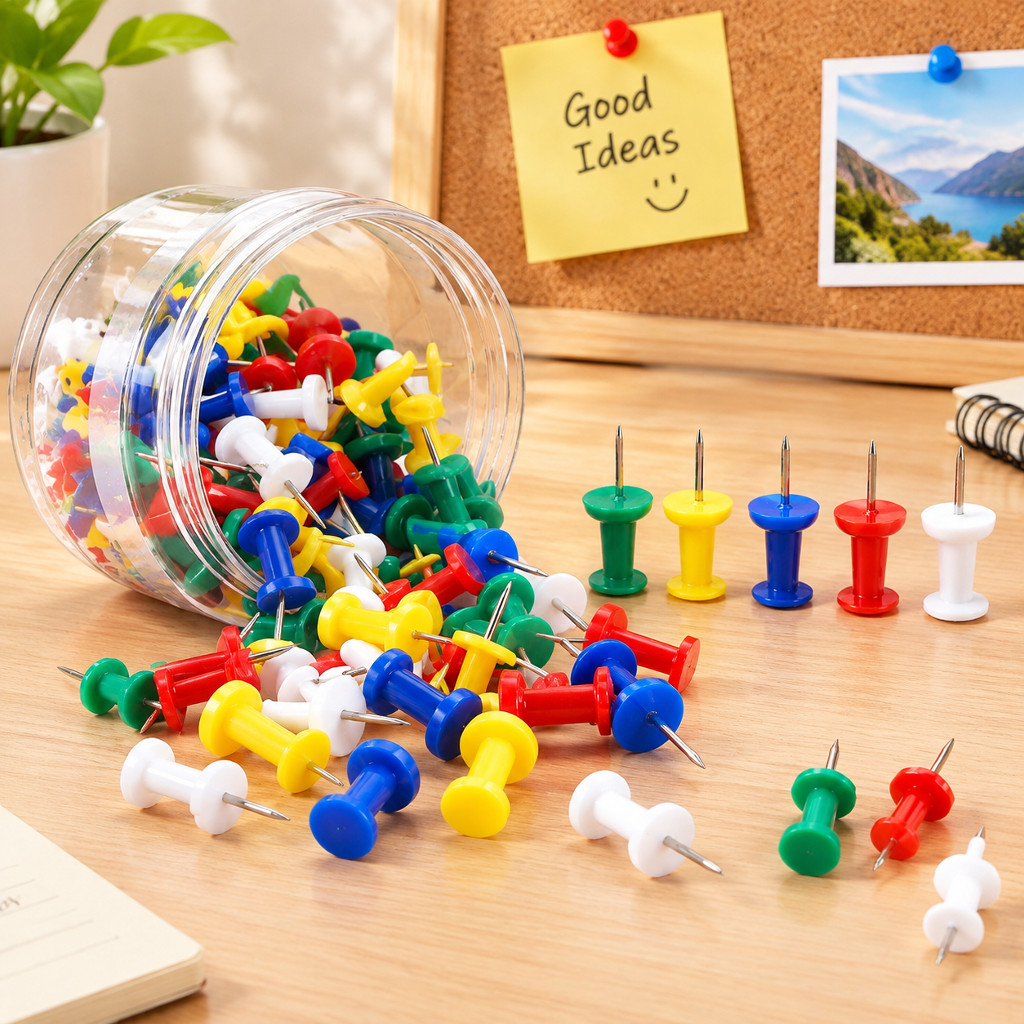 Push Pins Thumb Tacks 100pcs and 35pcs Plastic Pins for Cork Board ...