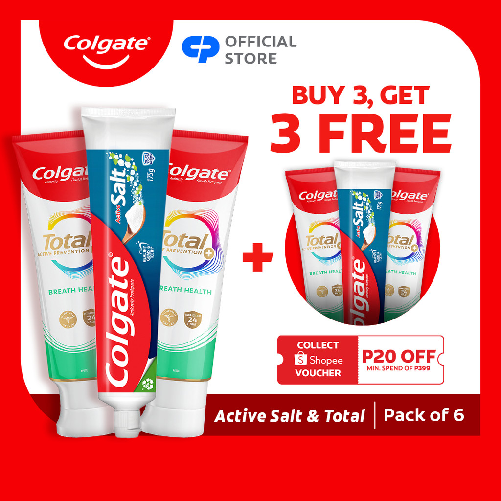 [BUY 3, FREE 3] Colgate Active Salt Naturals 175gx2+Total Assorted ...
