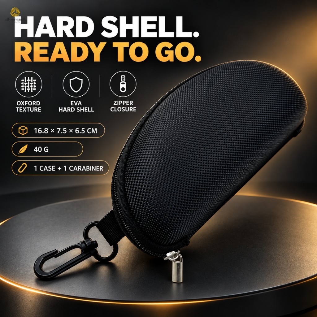 EVA Hard Shell Oval Glasses Case with Zipper Portable Sunglasses ...