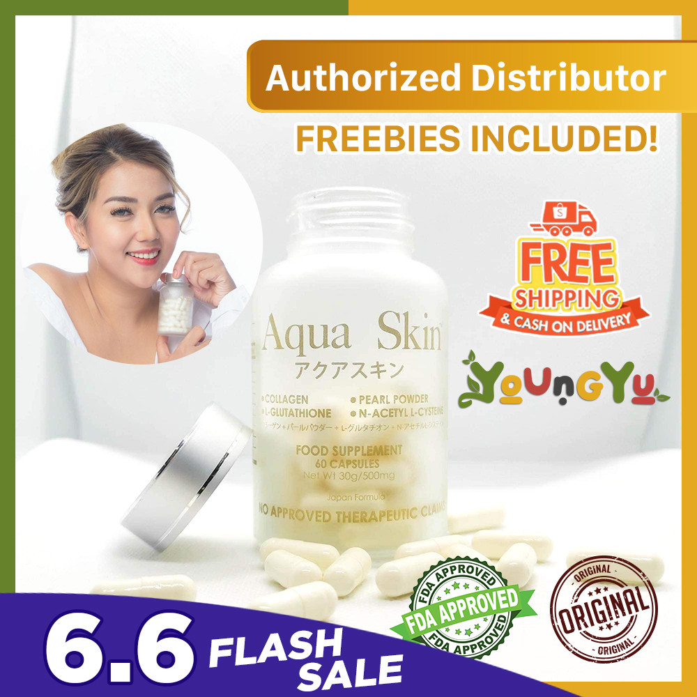 Original Aqua Skin Glutathione Capsules, Premium Japanese Skin Brightening Supplement, Fade Sun Spot