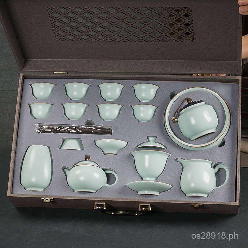 High-end Household New Product Set Tianqing Set Ru Kiln Tea Set Gift ...